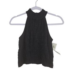 Mono B Black Halter Top Stretchy Black Tank Top Size Large